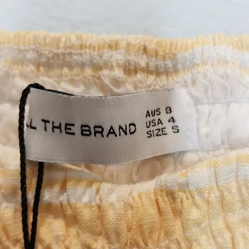 Faithfull The‎ Brand Gianna Midi Dress Yellow Check Linen Women's Size 4 NWT